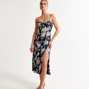 Abercrombie & Fitch Navy Floral Midi Dress